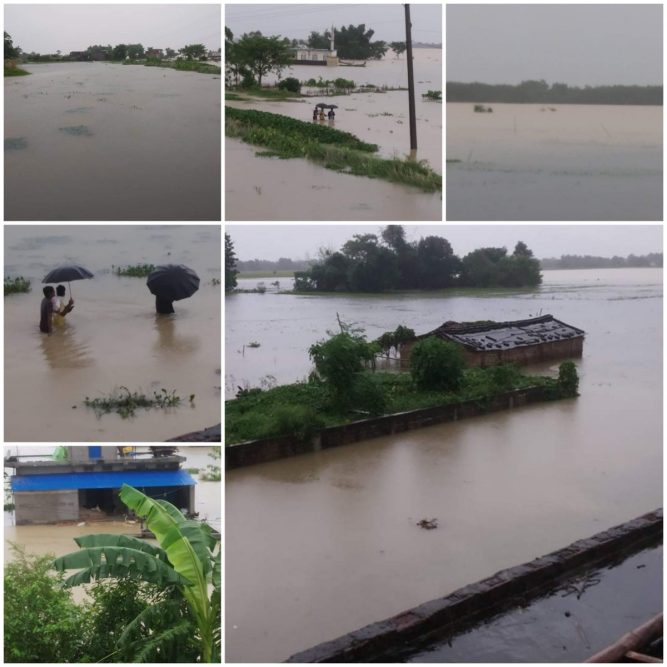 बर्षा र बाढीले पश्चिम् नवलपरासीको जनजिवन कष्टकर ; कयौं बस्तीमा पानी पस्यो
